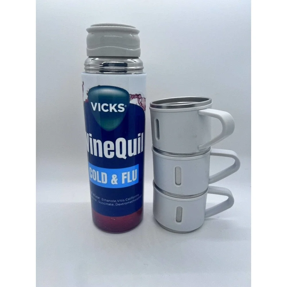 Vicks WineQuil Stainless Steel Thermos Travel Coffee Mug Vacuum Insulated Flask - Picture 7 of 9